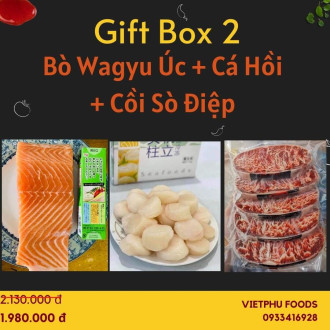 GIFT BOX 2 - BÒ HOKUBEE ÚC+CÁ HỒI NAUY+CỒI SÒ ĐIỆP NHẬT